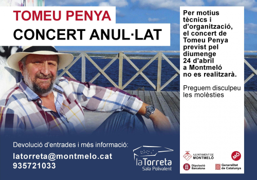 Tomeu Penya: concert anul·lat