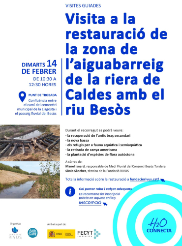 Cartell Visita fluvial guiada a la  la riera de Caldes amb el riu Besòs